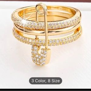Gold and zirconia with pin style multi layer ring